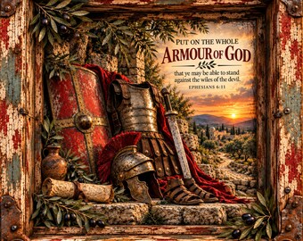 Armor of God Canvas | Christian Wall Art, Biblical Ephesians Verse Matte Stretched