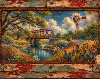 Rustic Country Landscape Canvas | Stretched Matte Wall Art