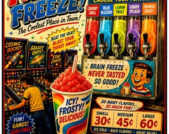 Frosty Freeze Retro Snow Cone Poster Matte Canvas