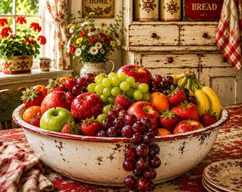 Vintage Enamelware Fruit Bowl Canvas
