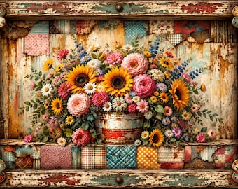 Rustic Sunflower Bouquet Canvas