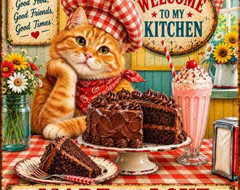 Made with Love Cat Kitchen Canvas | Matte Stretched Wall Art