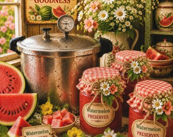 Vintage Canner Watermelon Preserves Canvas