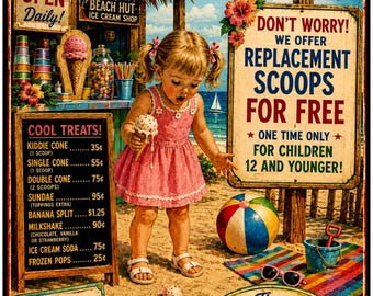 Vintage Ice Cream Beach Poster Matte Canvas