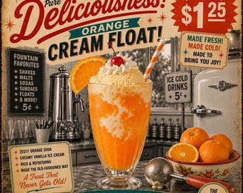Orange Cream Float Vintage Soda Fountain Canvas