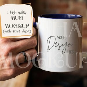 Marinblå accentmuggmodell, mysig scen, smart objekt (digital nedladdning)