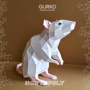 Paper Mash Rats Papercraft Rat on Hind Legs, Mouse, Digital Template, PDF Download ...