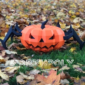 Pumpkin-Spider Papercraft, Digital Template, PDF Download, Gurko, 3D Low Poly, Pepakura, Origami Sculpture, Paper Party Decoration, DIY Gift