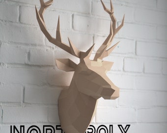 Papercraft Deer Head 2, Pdf, Gurko, Pepakura, Template, 3D Origami, Paper Sculpture, Low Poly, DIY Craft