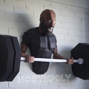 Papercraft Bust, Bicep Curls, Digital Template, PDF Download, Gurko, 3D Low Poly, Pepakura, DIY Origami Sculpture, Paper Decor, DIY Gift