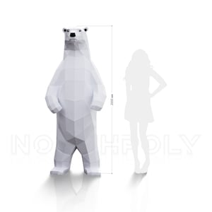 Oso polar (2 metros), Papercraft, Plantilla digital, Descarga PDF, Gurko, Low Poly, Pepakura, Escultura de origami, Decoración de fiesta de papel, Regalo DIY