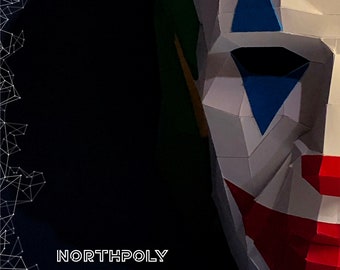 Créations artisanales en papier, Masque de clown, Halloween, Pdf, Gurko, Pepakura, Modèle, Origami 3D, Sculpture en papier, Low Poly, créations DIY