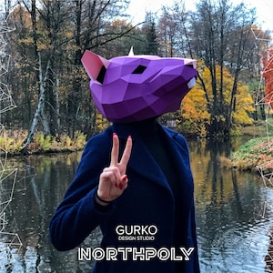 Rat Mask Papercraft, Mouse, Digital Template, PDF Download, Gurko, 3D Low Poly Animal Mask, DIY Origami, Pepakura, Paper Mask, DIY Costume