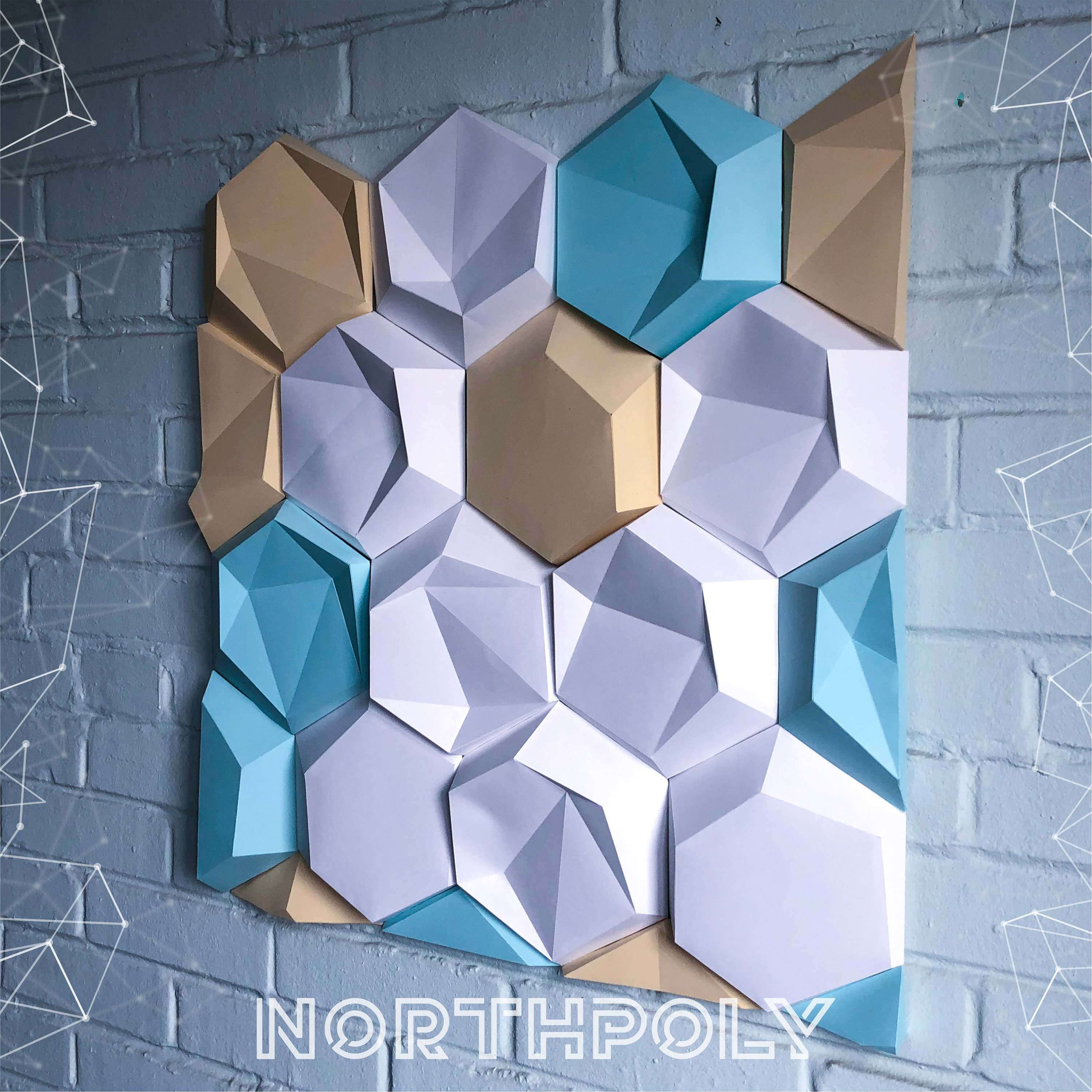 Hexagonal Tiles Papercraft, Pdf, Gurko, Pepakura, Template, 3D Origami