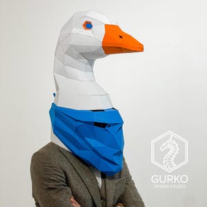 Goose Mask Papercraft, Bird, Digital Template, PDF Download, Gurko, 3D ...