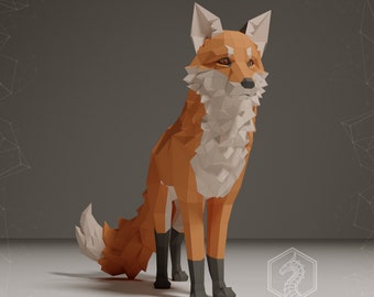 Standing Fox Papercraft, Pdf, Gurko, Pepakura, Template, 3D Origami, Paper Sculpture, Low Poly DIY Craft