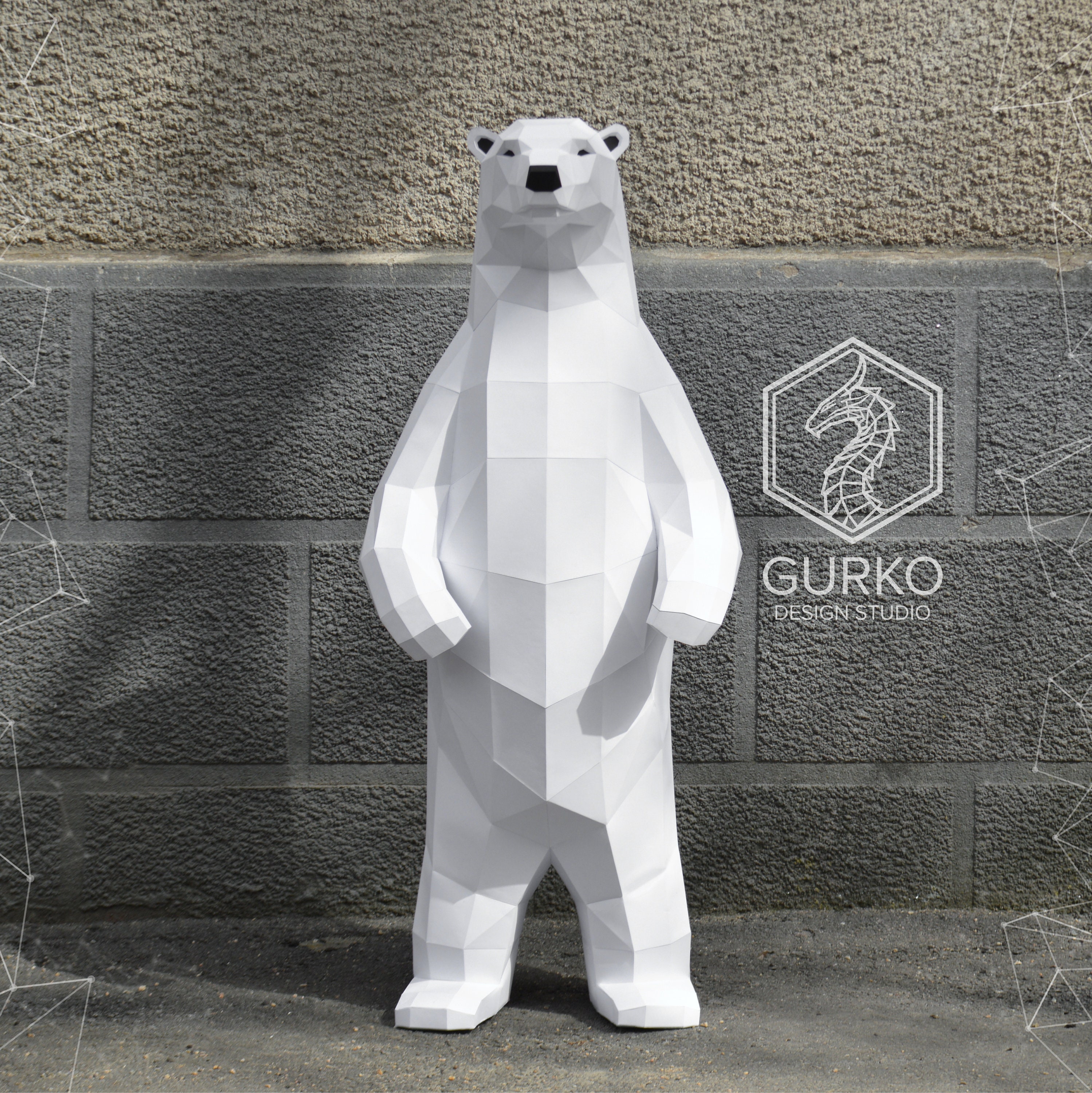 Polar Bear ( 1 and 2 Metres) Papercraft, Digital Template,