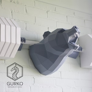 Orso forte Papercraft, modello digitale, download PDF, Gurko, trofeo, 3D Low Poly, Pepakura, origami fai da te, decorazioni di carta, regalo fai da te