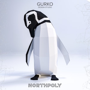 Manualidad de papel de pingüino de Magallanes con picazón, plantilla digital, descarga en PDF, Gurko, 3D Low Poly, Pepakura, origami DIY, decoración navideña de Año Nuevo