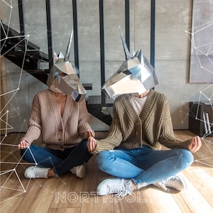 Unicorn Mask Papercraft, Horse, Digital Template, PDF Download, Gurko, 3D Low Poly Animal Mask, DIY Origami, Pepakura, Paper Mask, Costume