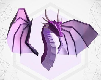 Dragón de papel con alas, plantilla digital, descarga en PDF, Gurko, 3D Low Poly, Pepakura, escultura de origami para hacer tú mismo, decoración de papel, regalo para hacer tú mismo