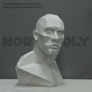 Male Bust Papercraft, Digital Template, PDF Download, Gurko, 3D Low Poly, Pepakura, DIY Origami Sculpture, Paper Decor, DIY Gift