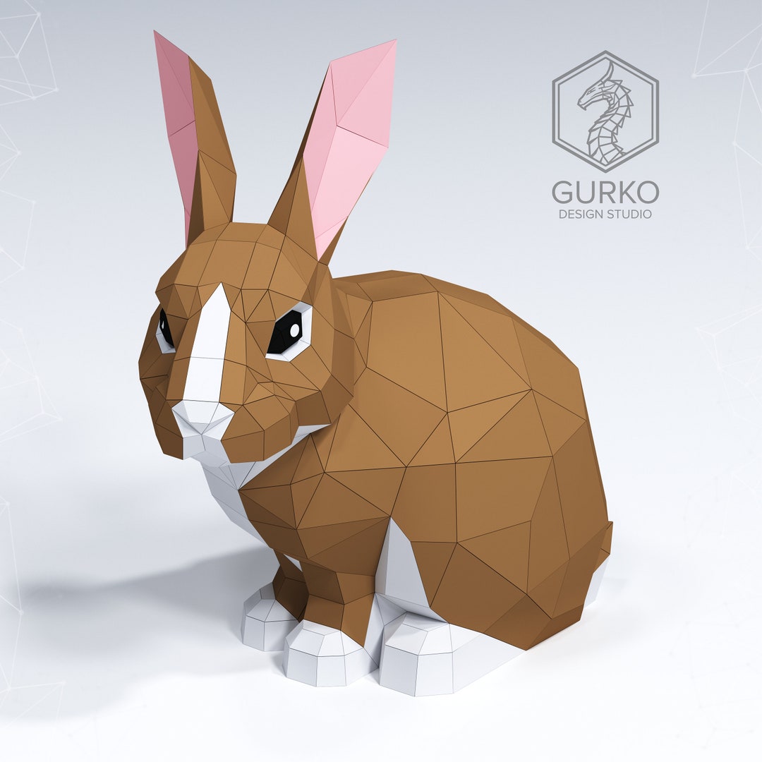 Dead Rabbit Papercraft Rabbit Papercraft, Hare, Digital Template, PDF Download, Gurko, 3D Low ...