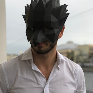 Máscara de cuervo en papel, plantilla digital, descarga en PDF, Gurko, máscara de animal en 3D de baja poli, origami DIY, Pepakura, máscara de papel, disfraz DIY