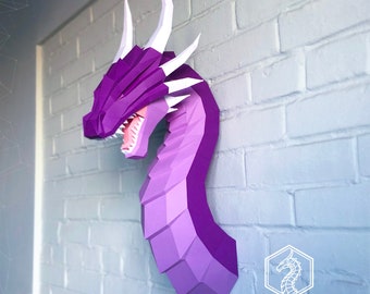 Impresionante dragón de papel, plantilla digital, descarga en PDF, Gurko, 3D Low Poly, Pepakura, escultura de origami DIY, decoración de papel, regalo DIY