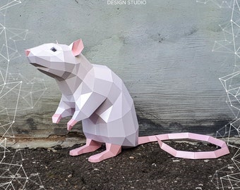 Papercraft Rat On Hind Legs, Mouse, Pdf, Gurko, Pepakura, Template, 3D Origami, Paper Sculpture, Low Poly, DIY Craft