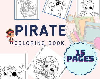 Livre de coloriage pour enfants - Aventures de Pirates (15 pages) Téléchargement instantané PDF