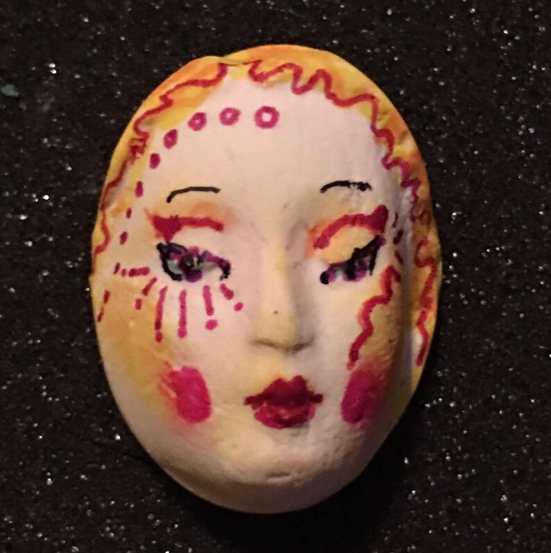 Handmade clay face oval mask Buddha spirit dolls doll parts head head jewelry craft supplies handmade clown cabochon face polymer