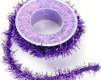 Tinsel Garland purple  wooly no wire  Christmas Halloween supplies  Metallic Foil   Ribbon Garland DIY     Ribbon Tinsel Party Supplies