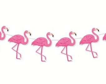 Pink Flamingo  garland paper Hawaiian Florida decor banner paper   craft papers   decorations