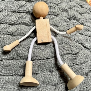 1 Doll body blank  wooden  art doll parts doll making easy doll blank posable wood and wire. will stand