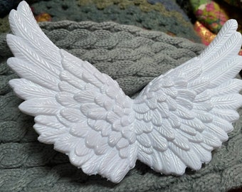 3 large angel wings  3D plastic ornament shabby supplies Christmas decoration   mini miniature  fairy bird butterfly 2 x 3  inches white