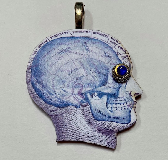 Skeleton Skull Pendant Psycho Rhinestone Head Face Illustration