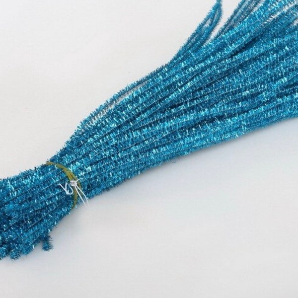 Christmas wired pipe cleaners metallic tinsel royal  blue sparkle TINSEL  STEMS  for your shabby creations