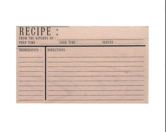 Recipe Card RUBBER STAMP, 20194  Recipe, Recipe Card   Baking, Cooking, journaling, food