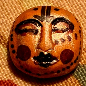 clay face doll parts jewelry craft supplies handmade  red orange spirit woman mask art doll parts head mask goddess tribal