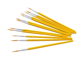 10 piece set paint brushes fine nylon hair yellow detail painting art supplies