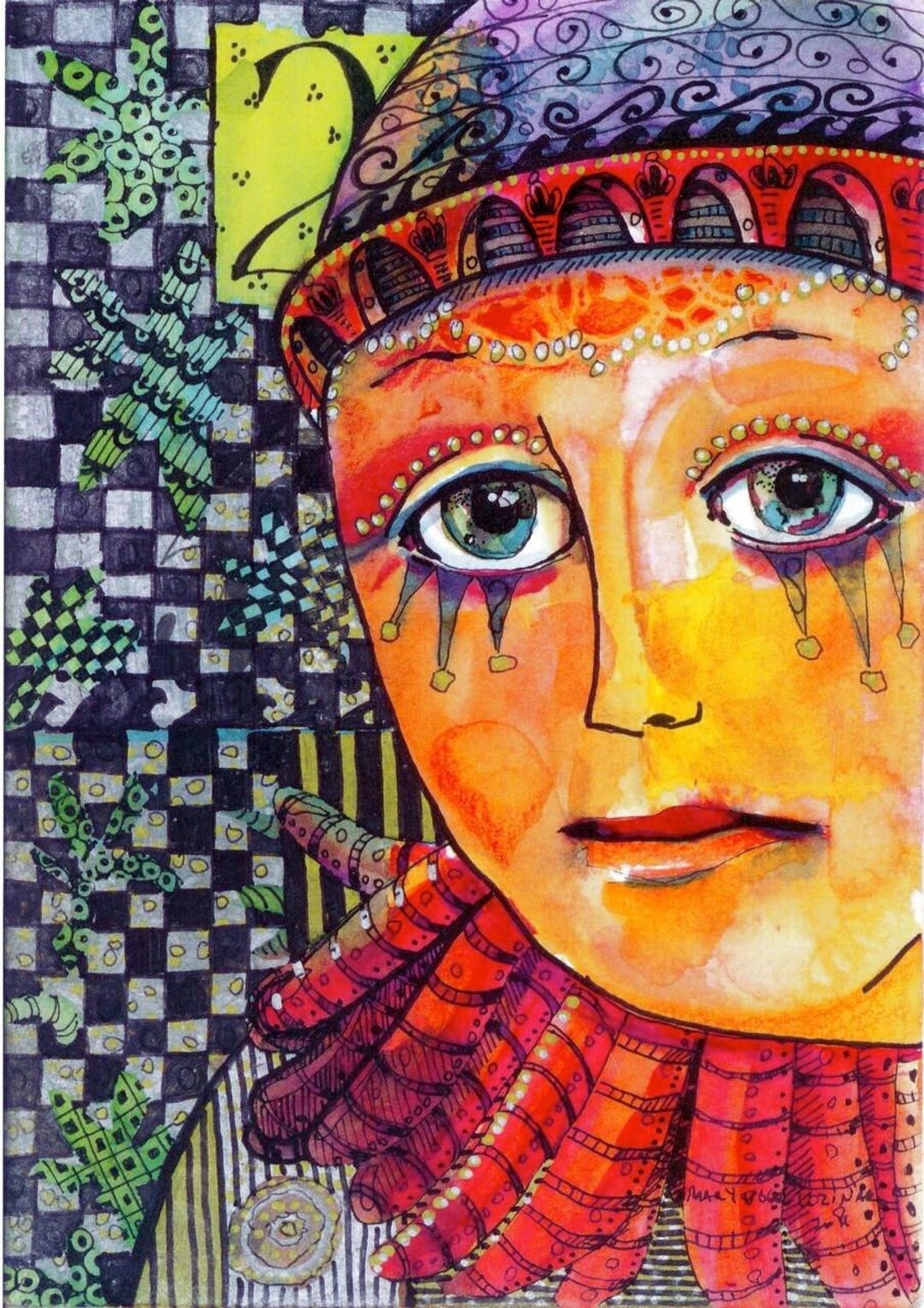 Clown Sad Face Picture Print Zentangle Mary Vogel Lozinak