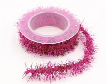 Tinsel Garland pink wooly unwired fuchsia  rose 2 Meters Metallic Foil RattanTinsel Garland Ribbon Garland DIY Christmas Tree