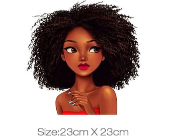 woman African American   women girl  iron on decal  heat transfer clothing patch large Queen Goddess