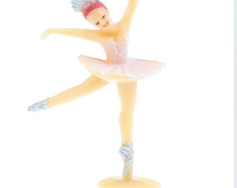 12 Ballerina cake toppers white miniature plastic dancing girl cupcake shower favor party supply pick baking diy