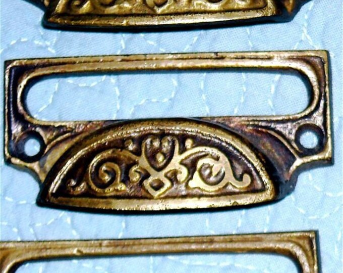Drawer Pulls Filing Handles Vintage Brass Furniture Etsy