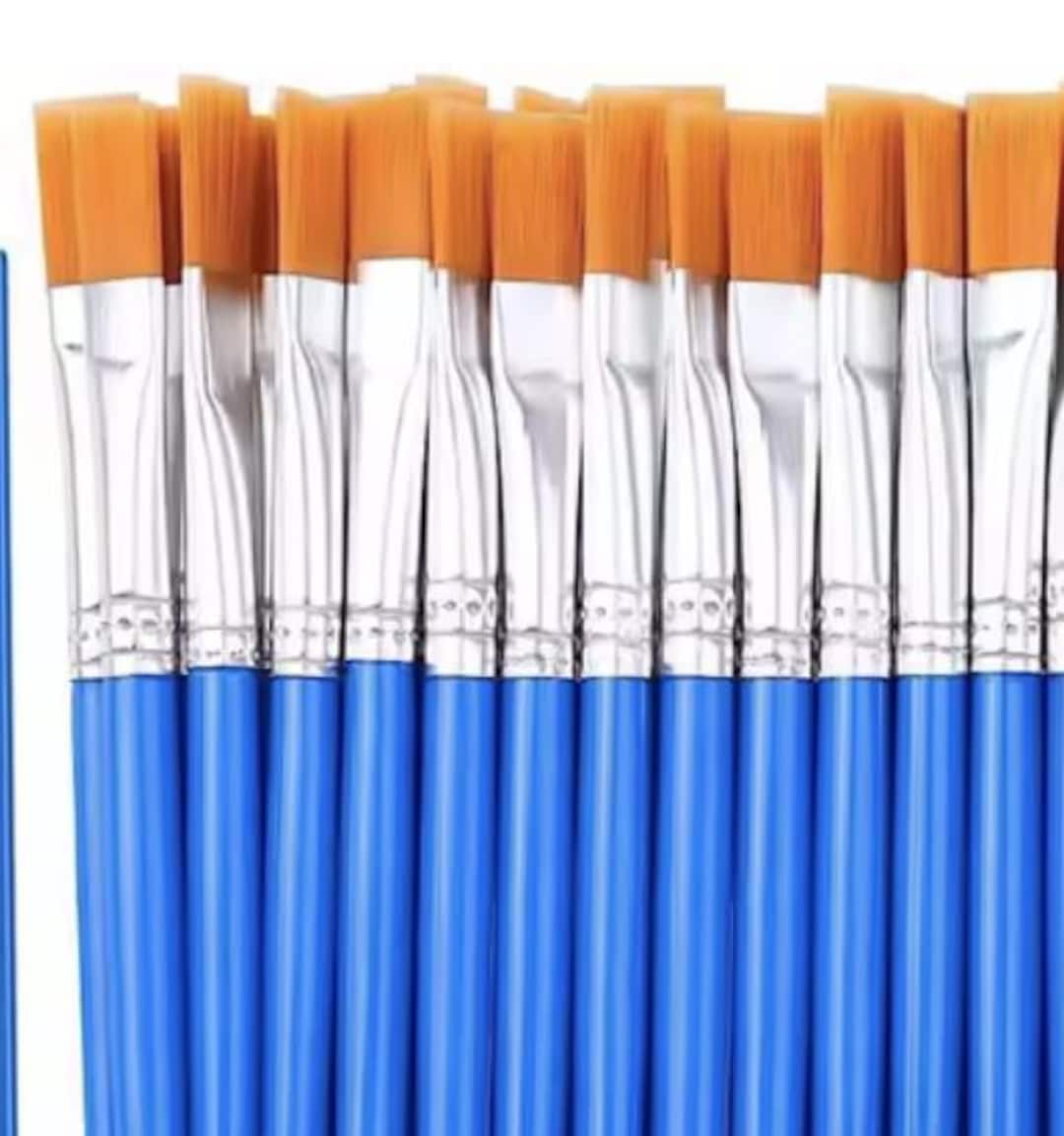 10 Piece Set Paint Brushes Flat Detail Nylon Hair Blue or Black