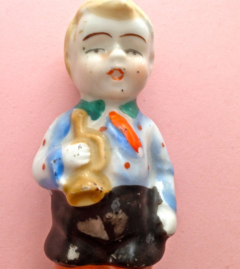 German bugle boy figurine vintage made in Japan bisque collectibles image 1