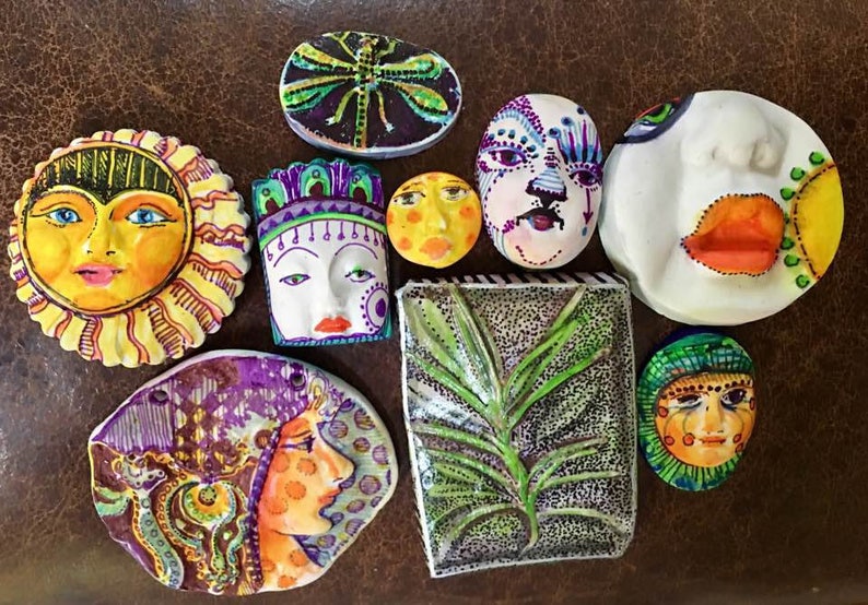 Handmade clay face oval mask Buddha spirit dolls doll parts head head jewelry craft supplies handmade clown cabochon face polymer
