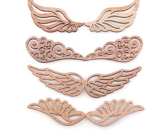 4 sets Angel wings Jewelry supplies silver wings wood wooden butterfly bird wing assorted wings